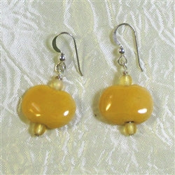Bright yellow handmade Kazuri earrings