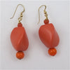 Drop Earrings Big Bold Orange Lucite Nugget Beads - VP's Jewelry