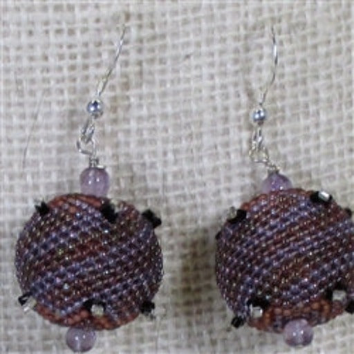 Purple Handmade Beaded Bead Earrings - VP's Jewelry