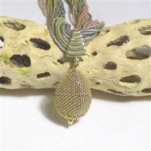 Multi-strand Mutli-colored Seed Bead Necklace with Beaded Bead Pendant - VP's Jewelry