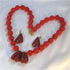 Orange Bead and Resin Necklace and Earrings - VP's Jewelry