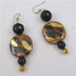 Honey and Gold Kazuri Bead Earrings with Onyx Accents - VP's Jewelry