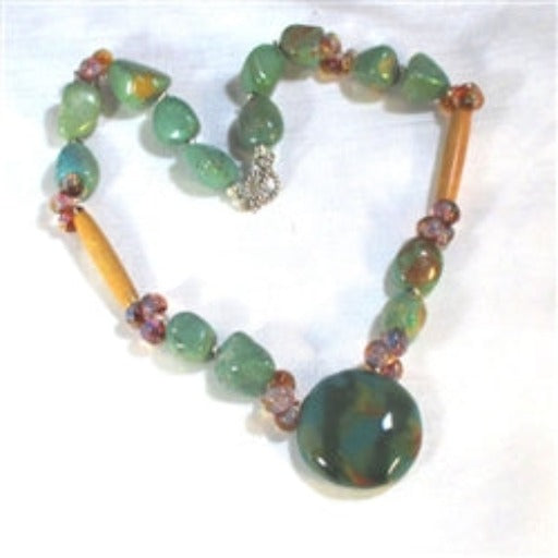 Turquoise Nugget and Peacock African Kazuri Necklace - VP's Jewelry