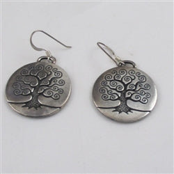 Pewter Tree of Life Coin Earrings - VP's Jewelry