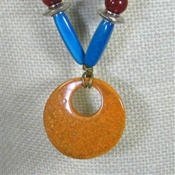 Multi-colored Tagua Nut and Ceramic Pendant Necklace - VP's Jewelry