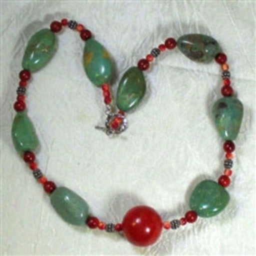 Statement Turquoise Nugget Necklace Handcrafted - VP's Jewelry  