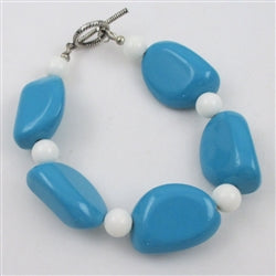 Bracelet Big Bold Aqua Resin Nugget - VP's Jewelry 