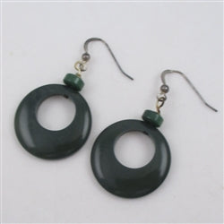 Dark green tagua nut earrings
