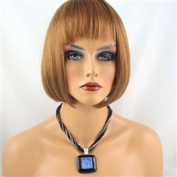 Handmade Black Dichroic Pendant on Multi-strand Seed Bead Necklace