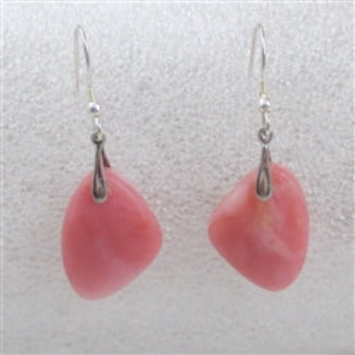 Designer cut gemstone pink opal drop earrings