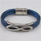 Blue Leather Braided Bracelet Silver Acccent - VP's Jewelry 