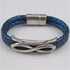 Blue Leather Braided Bracelet Silver Acccent - VP's Jewelry 