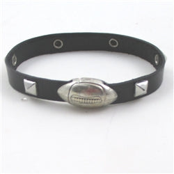 Football Black Leather bracelet for a Man - VP's Jewelry
