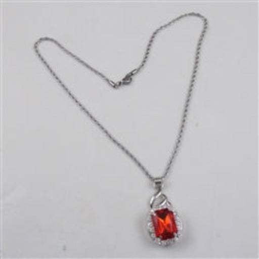 Red Crystal & Rhinestone Pendant Necklace - VP's Jewelry