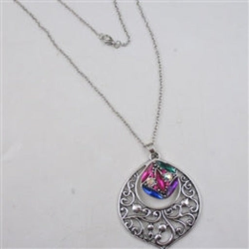 Rainbow Crystal & Silver Pendant Necklace - VP's Jewelry