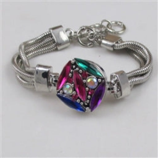 Buy multi-stone rainbow crystal   silver bangle bracelet