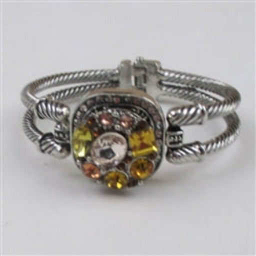 Buy  aqugold multi-stone crystal & silver cuff bangle bracelet