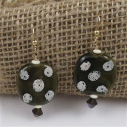 Brown & Cream Kazuri Earrings Fair Trade Beads - VP's Jewelry