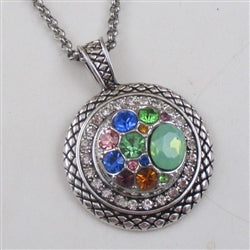 Multi-colored Multi-stone Crystal & Silver Pendant Necklace - VP's Jewelry