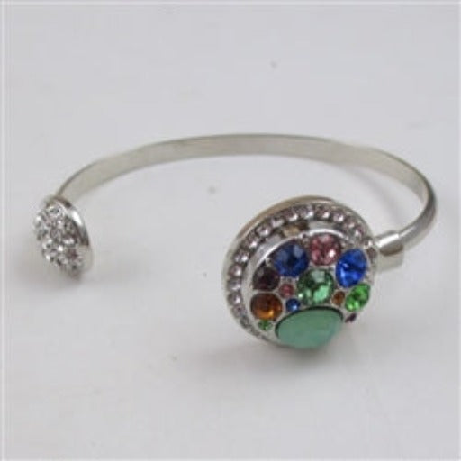 Buy Multi-colored Multi-stone & Rhinestone  Crystal Silver  Bangle Bracelet