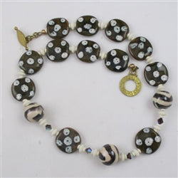 Buy Brown & cream handcrafted Kazuri necklace in handmade fair trade beads unique design