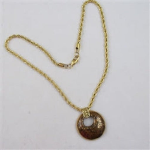 Honey and Gold Kazuri Pendant on Gold Rope Chain - VP's Jewelry