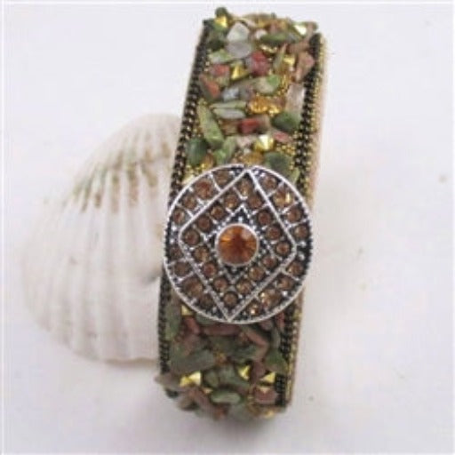 Natural Stone Crystal Fashion Leather Bracelet - VP's Jewelry