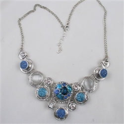 Aqua & Blue Multi Crystal Statement Necklace - VP's Jewelry