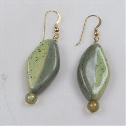 Buy green kazuri fair trade bead earrings
