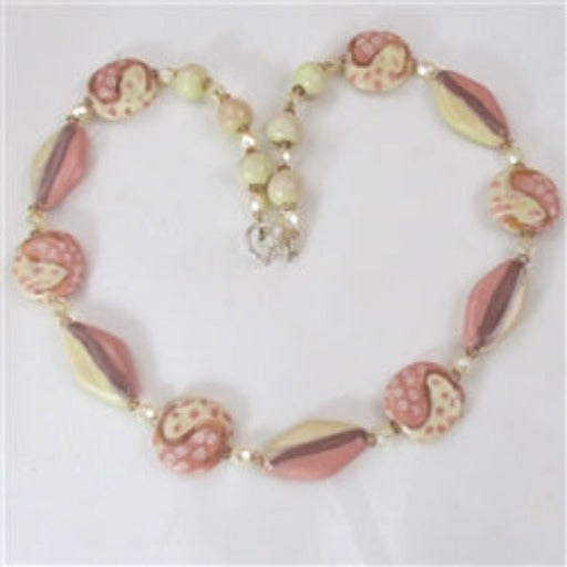 Handmade pink Kazuri Necklace