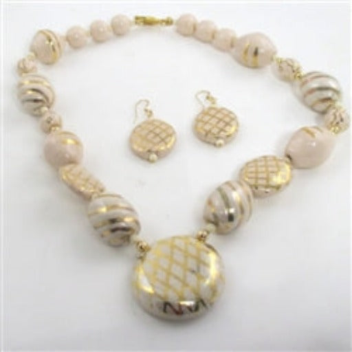 Ivory Handmade Kazuri Fair Trade Pendant Necklace - VP's Jewelry