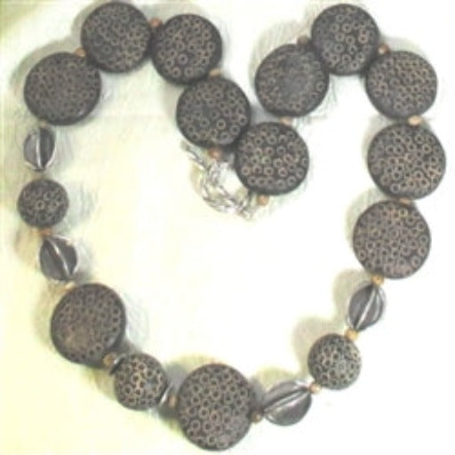 Big Bold Necklace in Black African Clay Beads - VP's Jewelry
