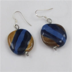 Blue & Navy Fair Trade Bead Kazuri Earrings