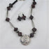 Maroon Paper & Cream Kazuri Pendant Necklace & Earrings - VP's Jewelry