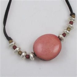 Big Bold Tagua Nut Necklace in Pink - VP's Jewelry