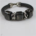 Black Leather Bracelet with Handmade Ceramic Accents in a Plus Size - VP's Jewelry 