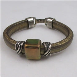 Iridescent Gold Leather Cord Bracelet for a Woman - VP's Jewelry 