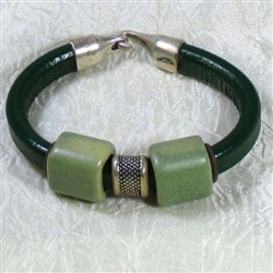 Hunter Green Regaliz Leather Bracelet - VP's Jewelry