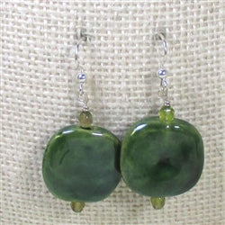 Dark Green Kazuri Earrings - VP's Jewelry