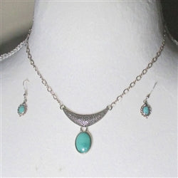 Sleeping Beauty Turquoise Pendant Necklace and Earrings - VP's Jewelry