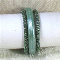 Trio in Green Bracelet S Regaliz and Beaded Bangle Beads - VP's Jewelry