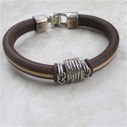 Men's Brown And Tan Leather Cord Bracelet - VP's Jewelry