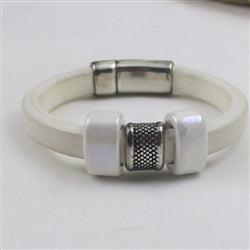 White on White Regaliz Leather Bracelet - VP's Jewelry