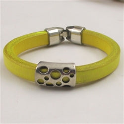Florescent Yellow Genuine Leather Bracelet - VP's Jewelry
