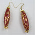 red & gold fair trade Kazuri earrings handmade