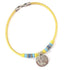 Yellow Leather Necklace with Silver Fish Motif Pendant - VP's Jewelry