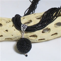 Exquisite Black Beaded Pendant Necklace - VP's Jewelry