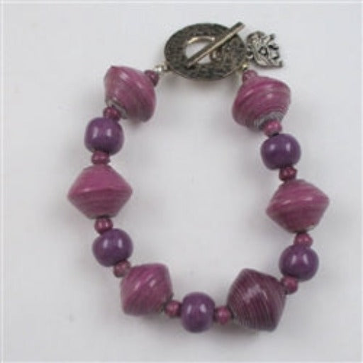 Handmade Fair Trade Lilac Kazuri Bracelet - VP's Jewelry 