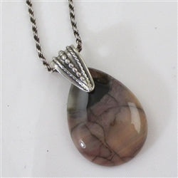 Silver Rope Chain Necklace with Jasper Pendant - VP's Jewelry