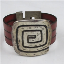 Big Bold Red Leather Cuff Bracelet